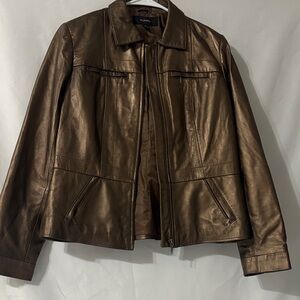 Alfani Dark Brown Leather Outerwear